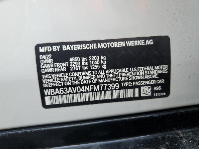 VIN WBA63AV04NFM77399 2022 BMW 4 Series, 430I Gran ... no.13