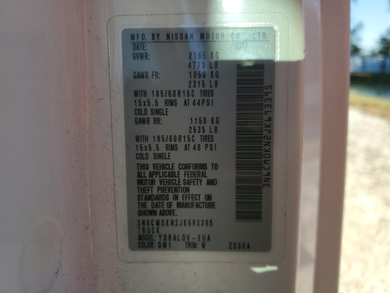 3N6CM0KN2JK693395 NISSAN NV 2018