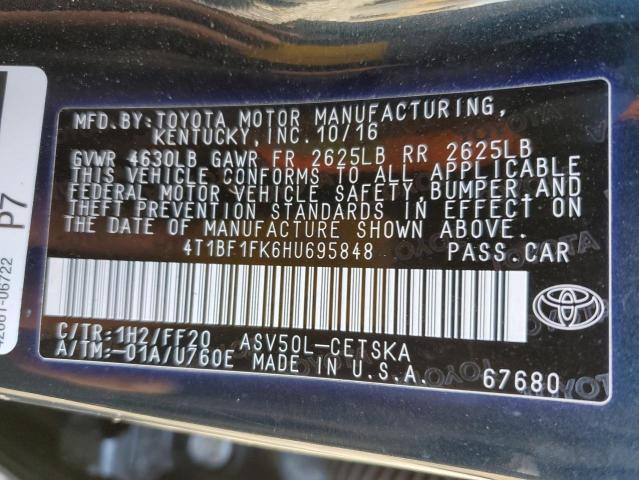 2017 TOYOTA CAMRY LE 4T1BF1FK6HU695848