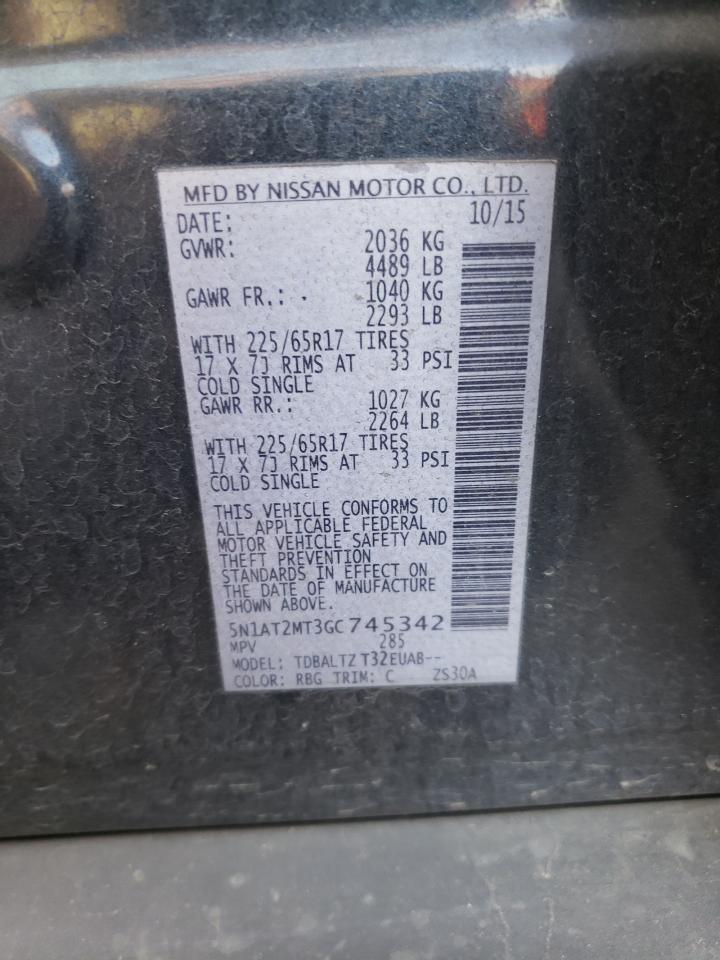 5N1AT2MT3GC745342 NISSAN ROGUE 2016