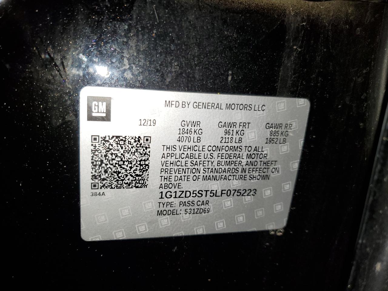 1G1ZD5ST5LF075223 CHEVROLET MALIBU 2020