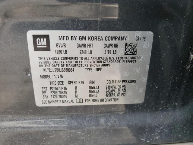 2018 CHEVROLET TRAX 1LT - KL7CJLSB0JB680964
