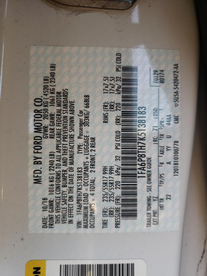 1FA6P8TH7K5138183 FORD ALL Models 2019