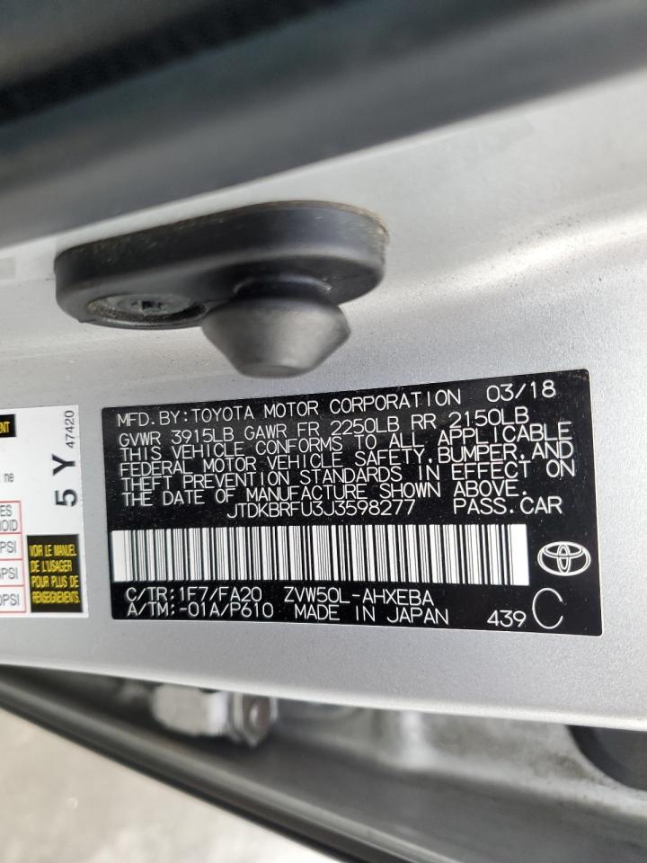 JTDKBRFU3J3598277 TOYOTA PRIUS 2018