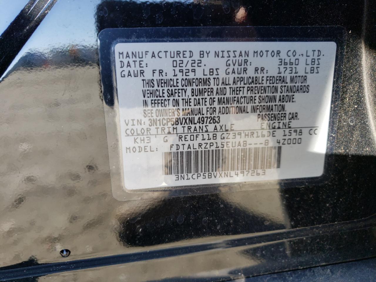 3N1CP5BVXNL497263 NISSAN KICKS 2022