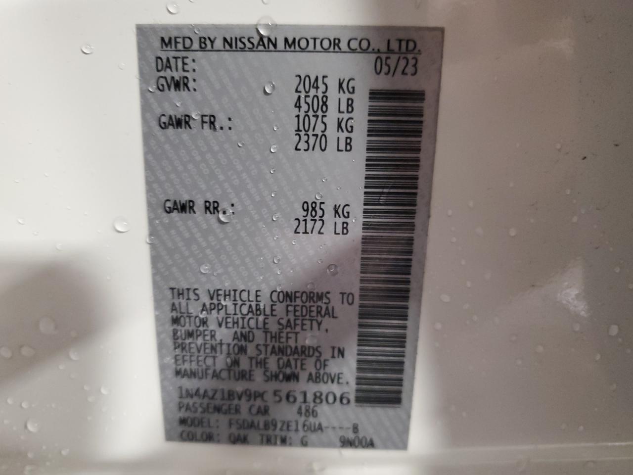 1N4AZ1BV9PC561806 NISSAN LEAF 2023