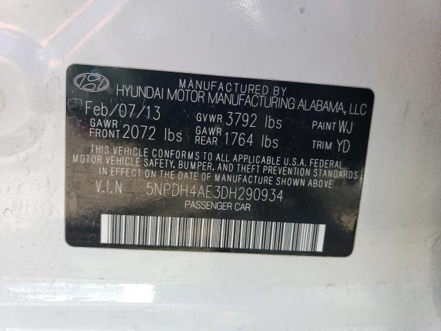 2013 Hyundai Elantra Gls VIN: 5NPDH4AE3DH290934 Lot: 43987704