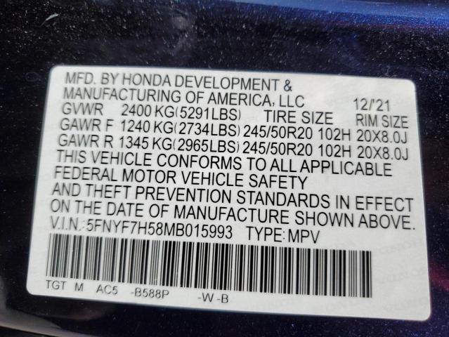 5FNYF7H58MB015993 2021 Honda Passport Exl