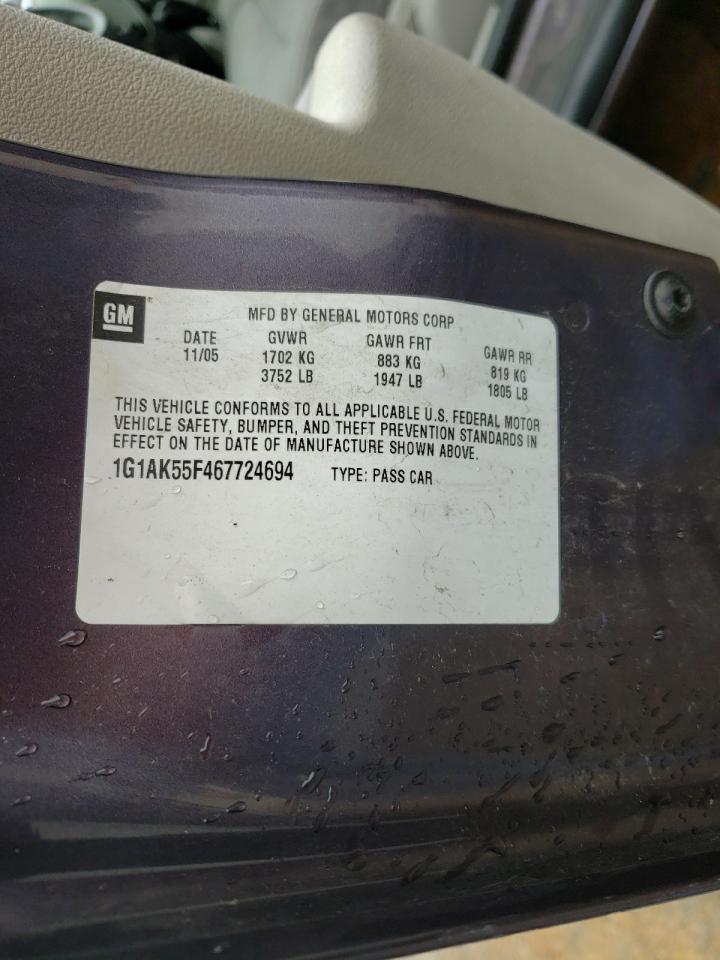 1G1AK55F467724694 2006 Chevrolet Cobalt Ls