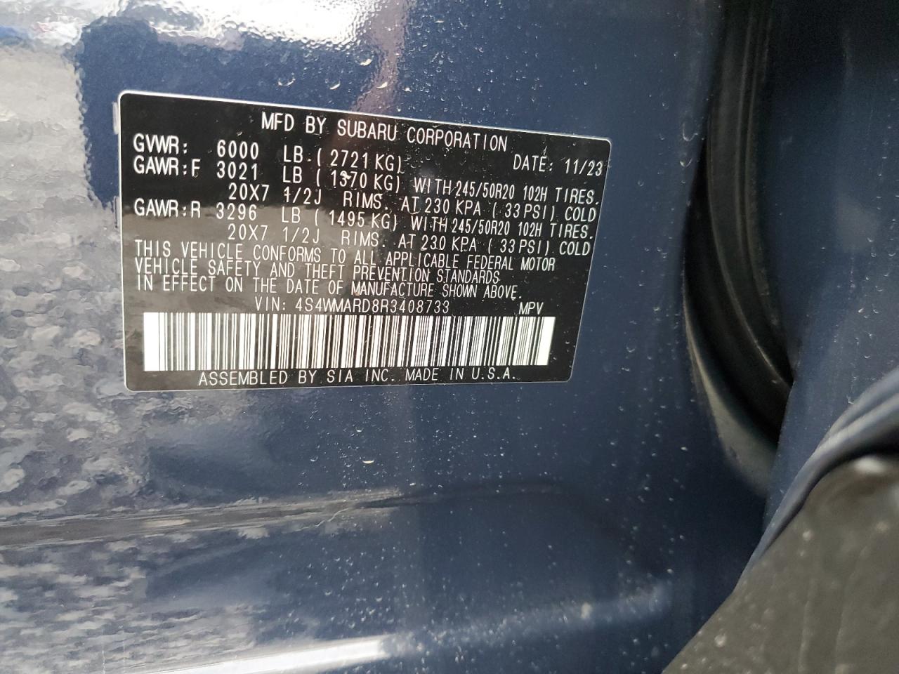 4S4WMARD8R3408733 SUBARU ASCENT 2024