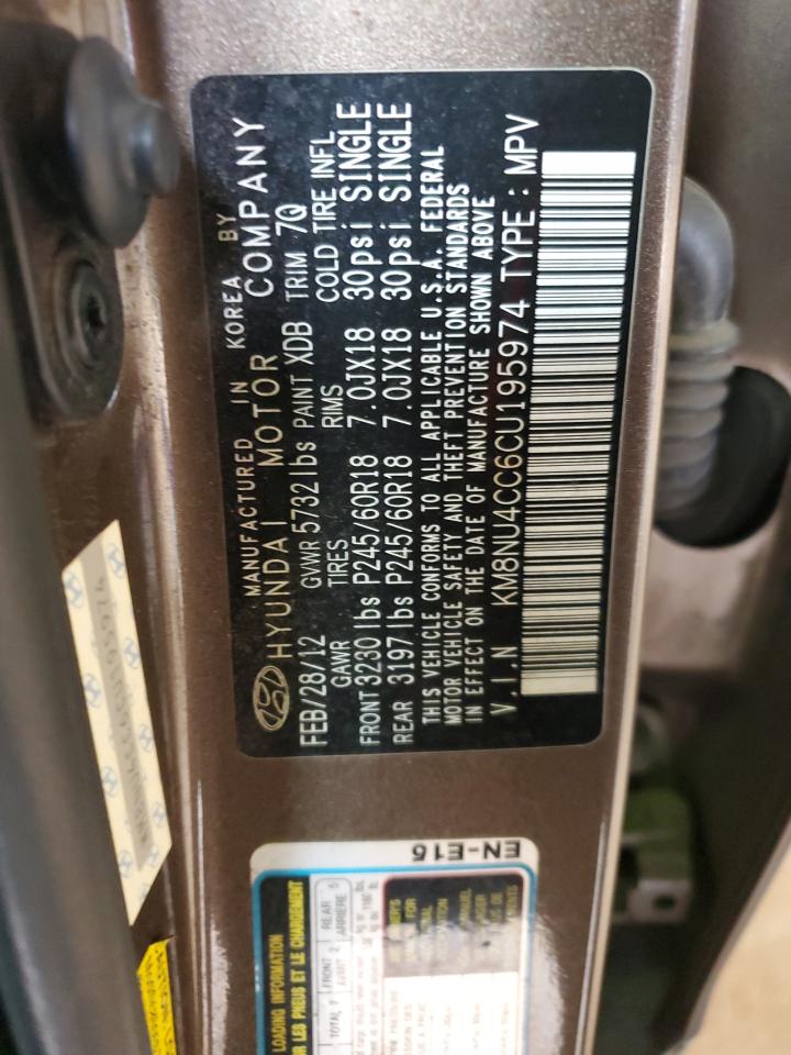 2012 Hyundai Veracruz Gls vin: KM8NU4CC6CU195974