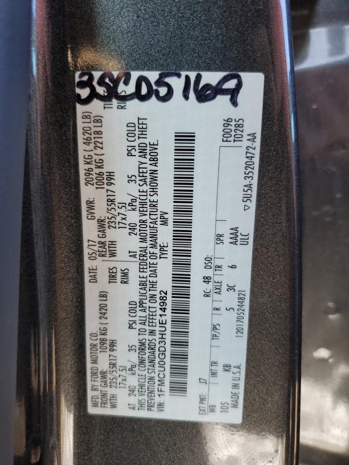 1FMCU0GD3HUE14982 FORD ESCAPE 2017