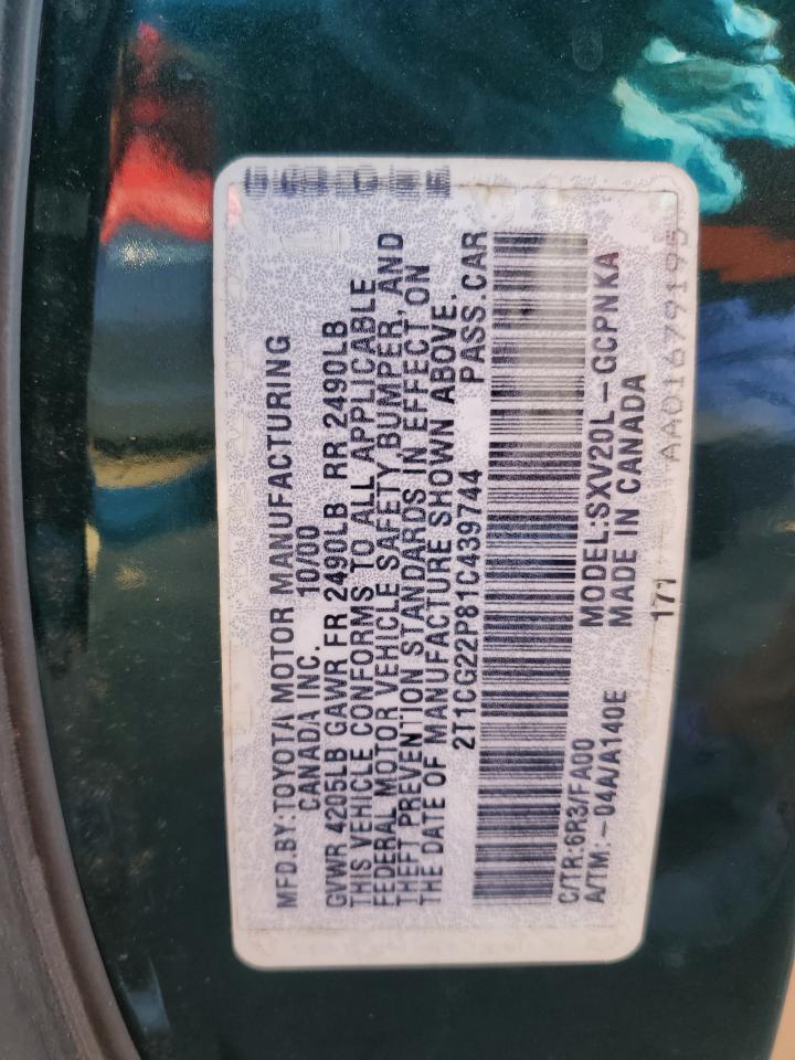 2T1CG22P81C439744 2001 Toyota Camry Solara Se