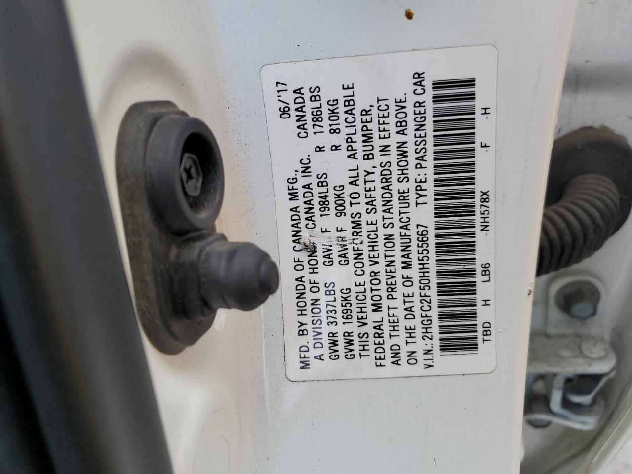 2HGFC2F50HH555667 HONDA CIVIC 2017