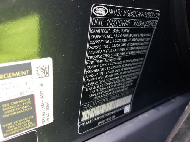 2021 LAND ROVER RANGE ROVE - SALWS2RU9MA763617