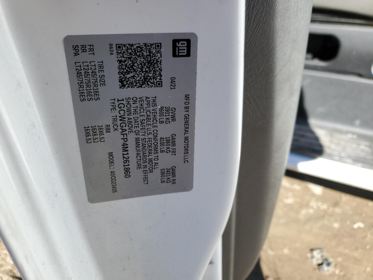 1GCWGAFP4M1261860 CHEVROLET EXPRESS 2021