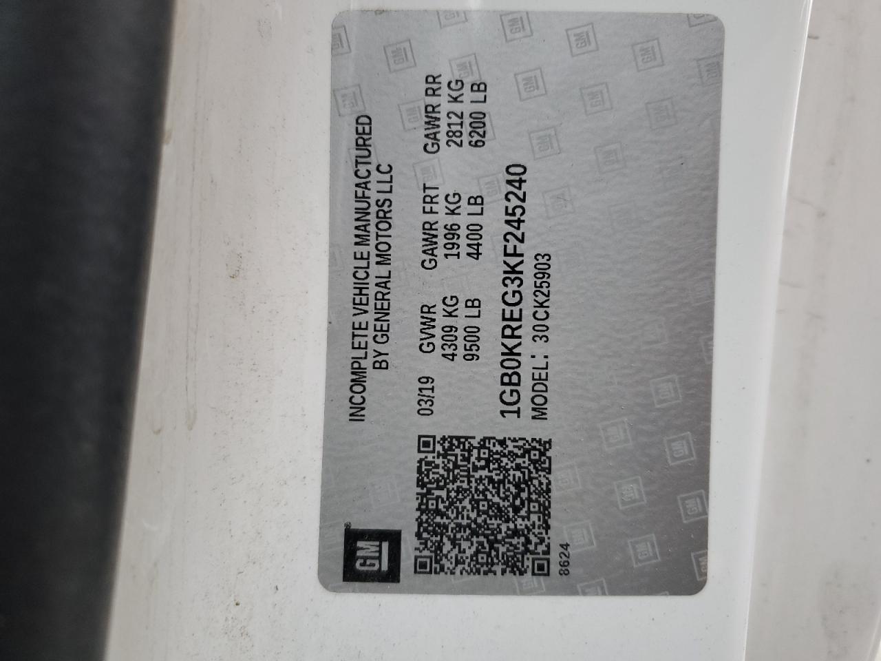 1GB0KREG3KF245240 CHEVROLET ALL Models 2019