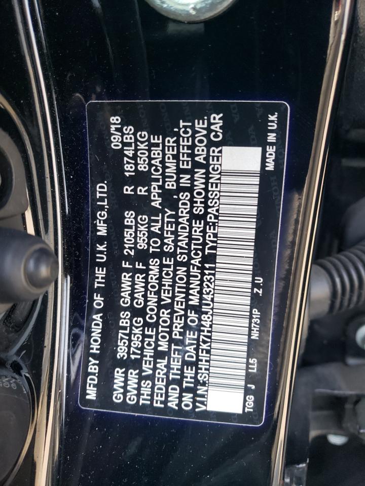 SHHFK7H48JU432311 HONDA CIVIC 2018