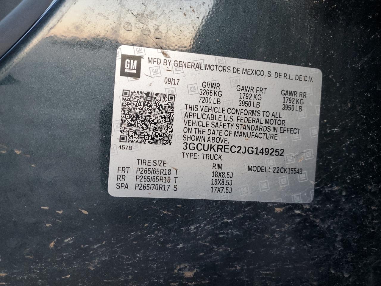 3GCUKREC2JG149252 CHEVROLET ALL Models 2018