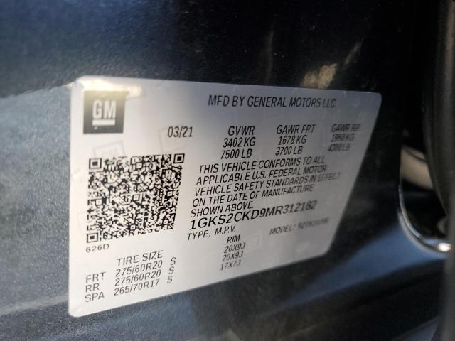 2021 GMC YUKON AT4 1GKS2CKD9MR312182