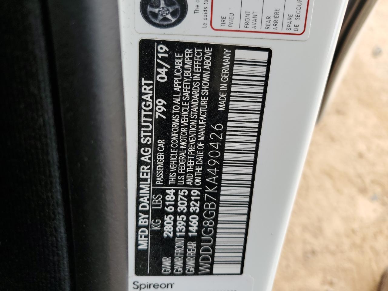 WDDUG8GB7KA490426 MERCEDES-BENZ S-CLASS 2019
