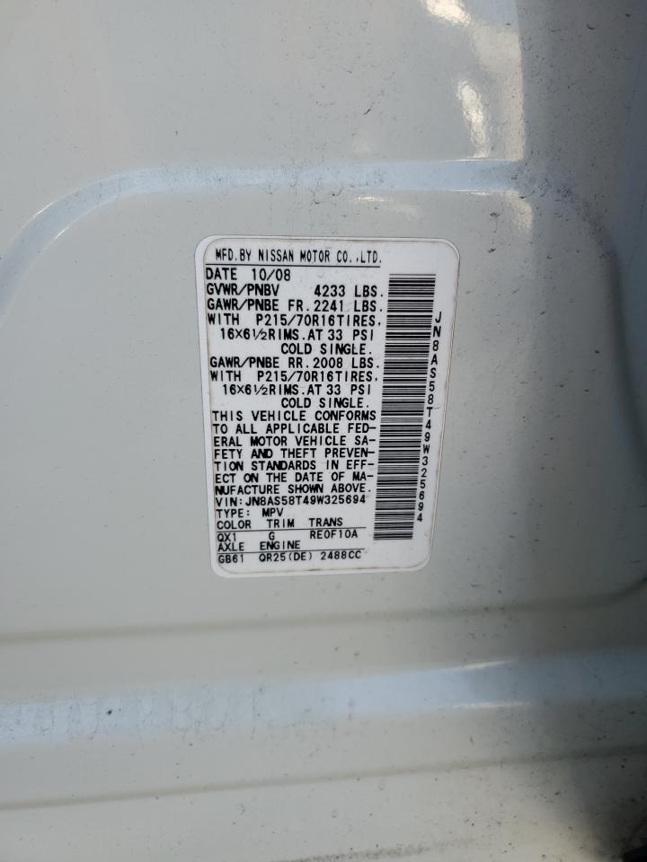 JN8AS58T49W325694 2009 Nissan Rogue S