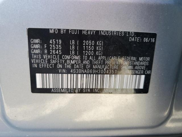 2017 SUBARU LEGACY 2.5 4S3BNAB69H3004351