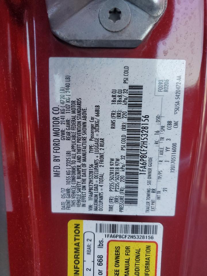 1FA6P8CF2H5328156 FORD MUSTANG 2017