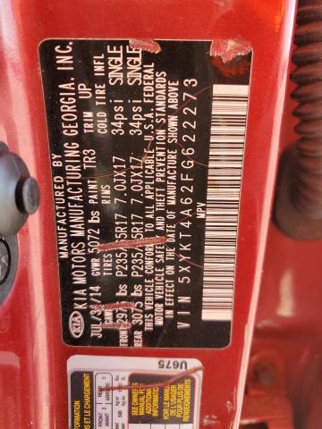2015 KIA SORENTO 5XYKT4A62FG622273