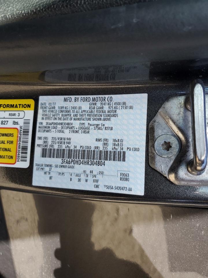 3FA6P0HD4HR304804 FORD FUSION 2017