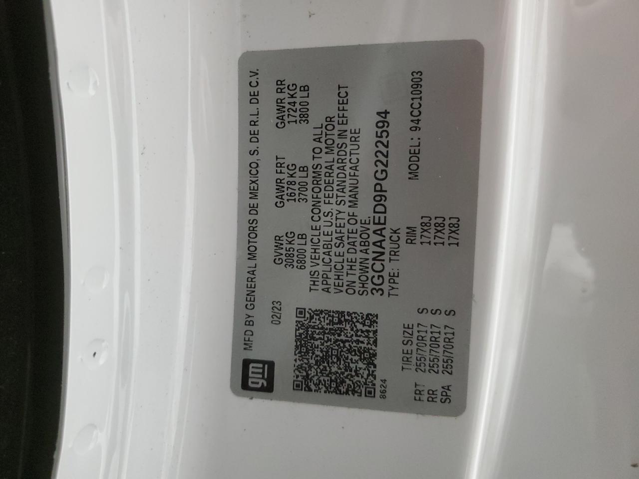 3GCNAAED9PG222594 CHEVROLET ALL Models 2023
