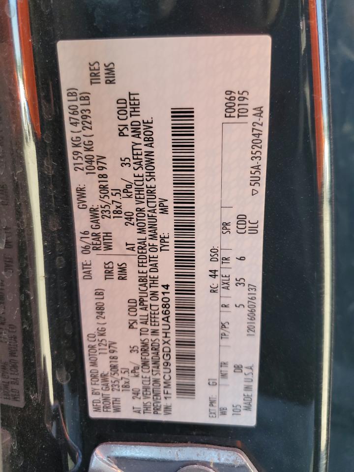 1FMCU9GDXHUA68014 FORD ESCAPE 2017