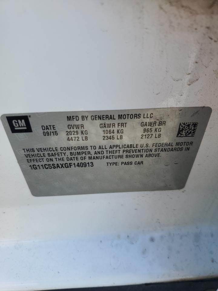 1G11C5SAXGF140913 CHEVROLET MALIBU 2016