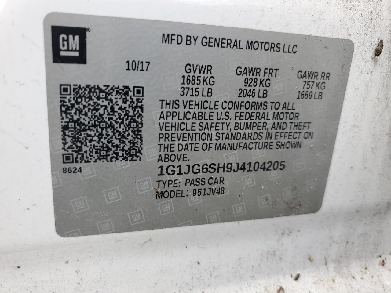 1G1JG6SH9J4104205 2018 Chevrolet Sonic