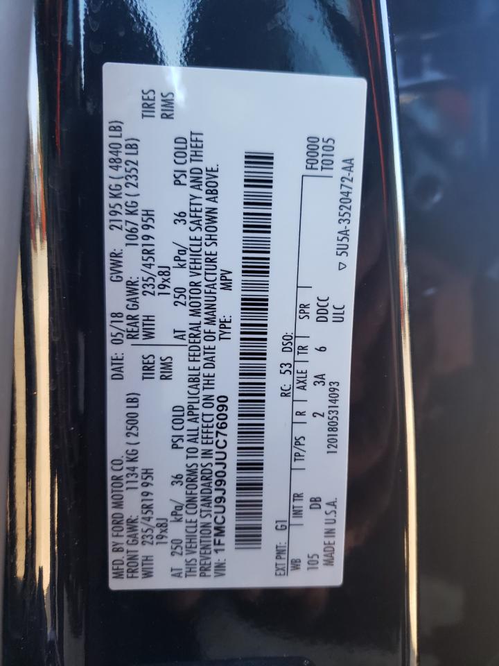 1FMCU9J90JUC76090 FORD ESCAPE 2018