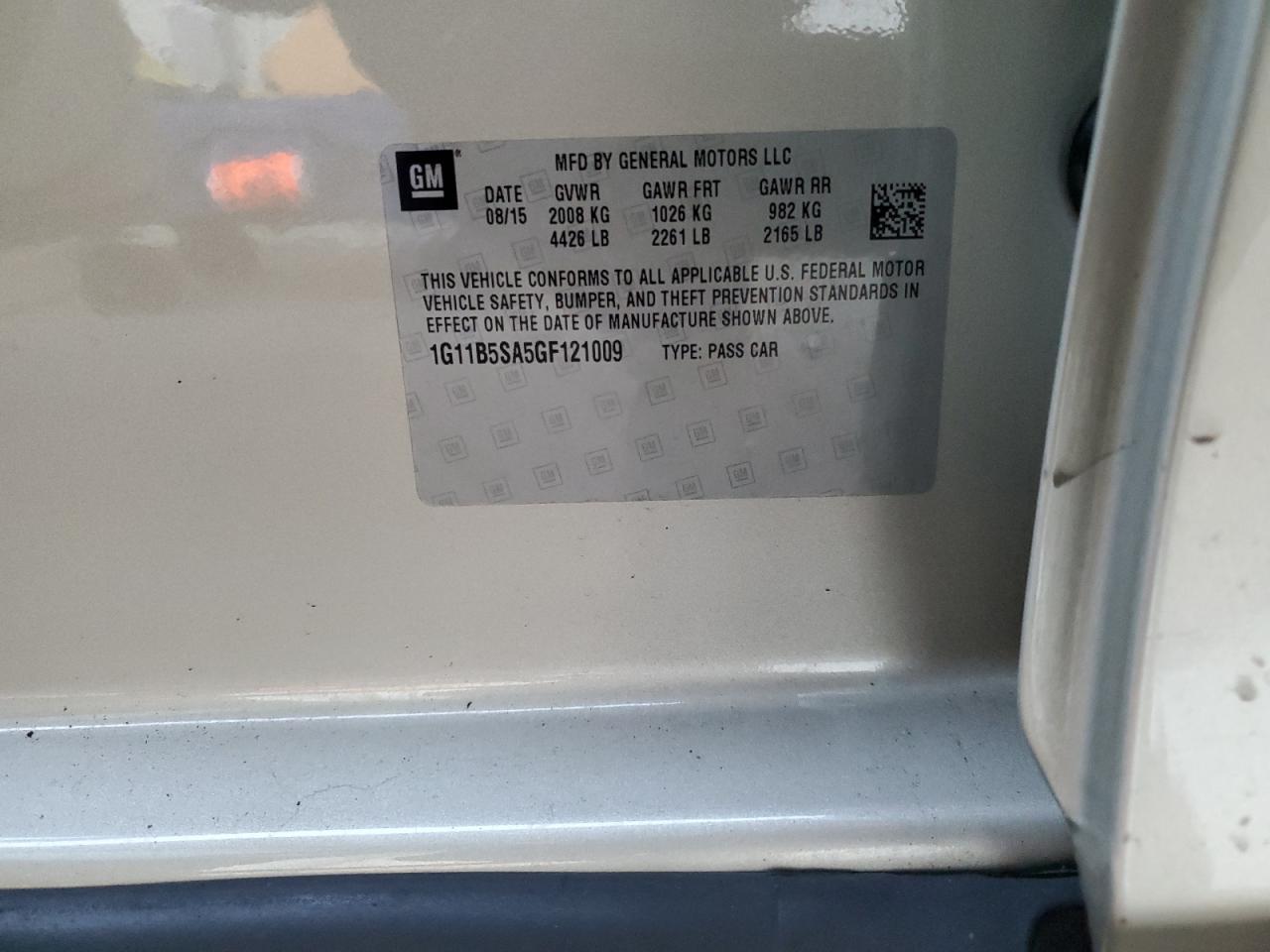 1G11B5SA5GF121009 CHEVROLET MALIBU 2016