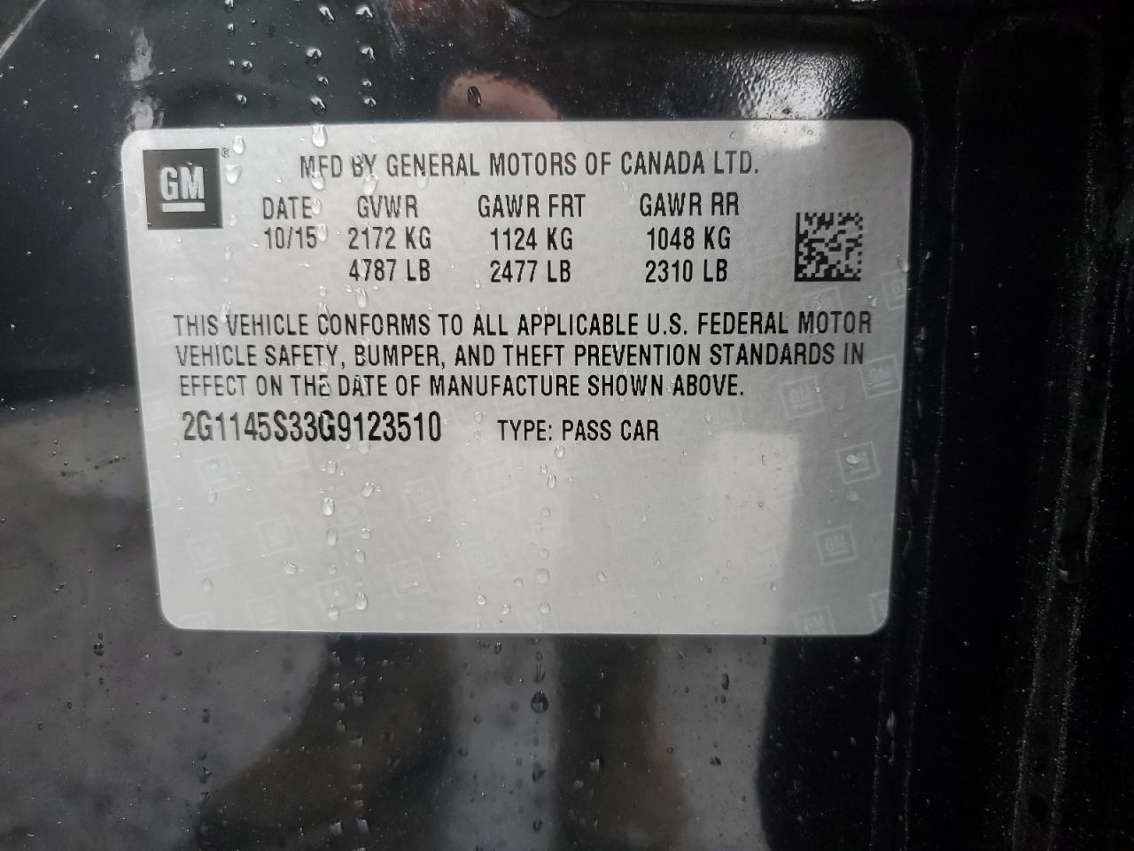2G1145S33G9123510 CHEVROLET IMPALA 2016