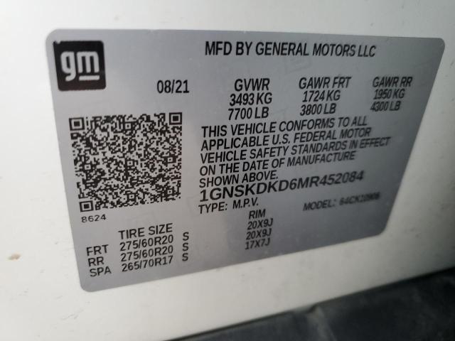 2021 Chevrolet Suburban K1500 Z71 VIN: 1GNSKDKD6MR452084 Lot: 41231254