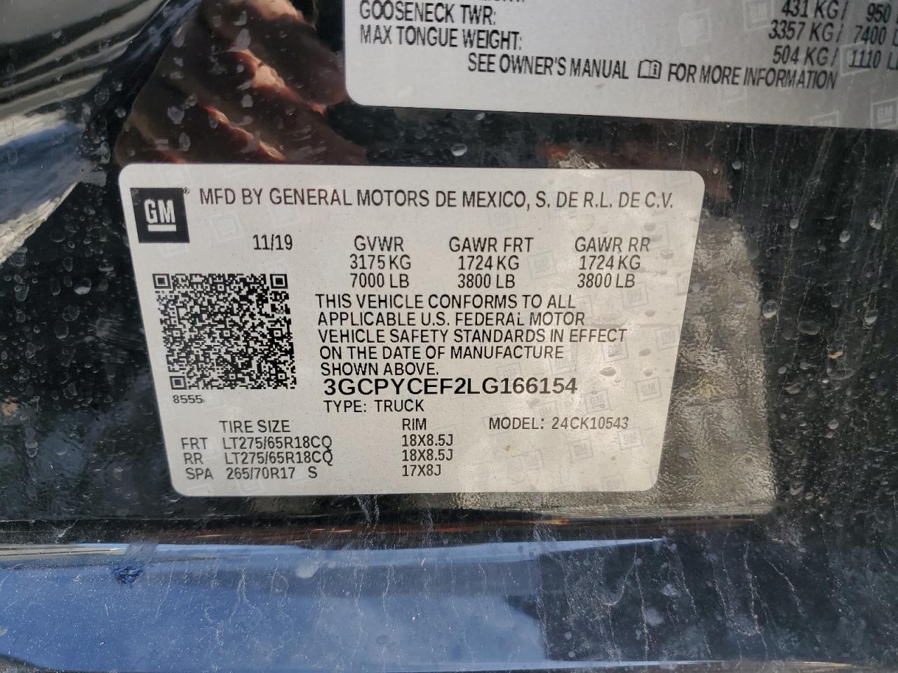 3GCPYCEF2LG166154 CHEVROLET ALL Models 2020