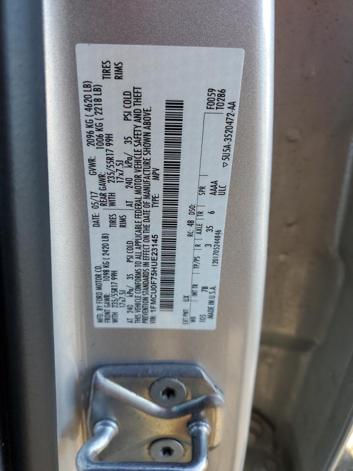 1FMCU0F75HUE23145 FORD ESCAPE 2017