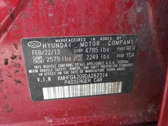 2013 Hyundai Azera VIN: KMHFG4JG9DA262314 Lot: 41318544