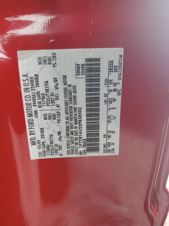 1FTYR14U22PB38502 2002 Ford Ranger Super Cab