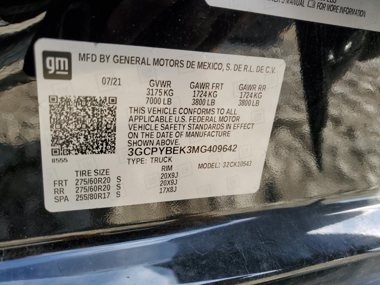 3GCPYBEK3MG409642 CHEVROLET ALL Models 2021