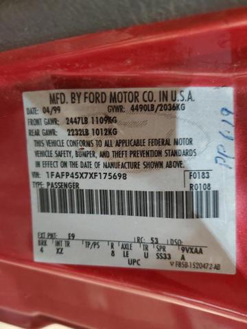 1999 Ford Mustang Gt VIN: 1FAFP45X7XF175698 Lot: 40115954