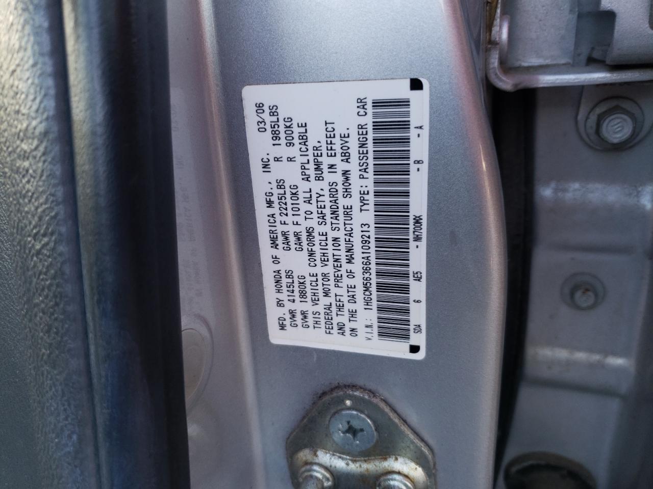 1HGCM56366A109213 2006 Honda Accord Se