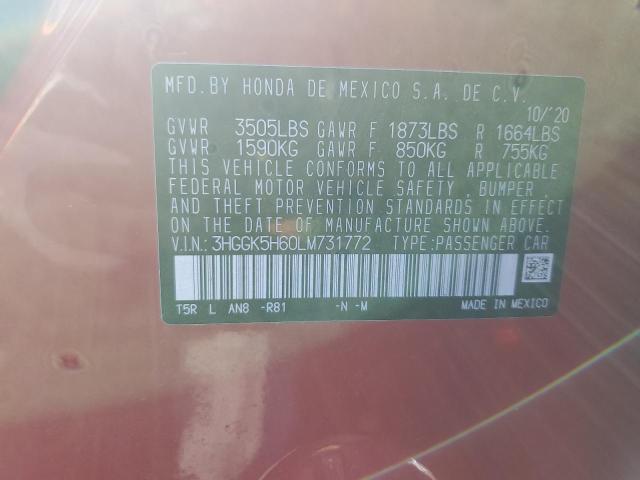 2020 HONDA FIT SPORT 3HGGK5H60LM731772