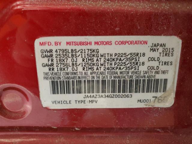 2016 MITSUBISHI OUTLANDER JA4AZ3A34GZ002063