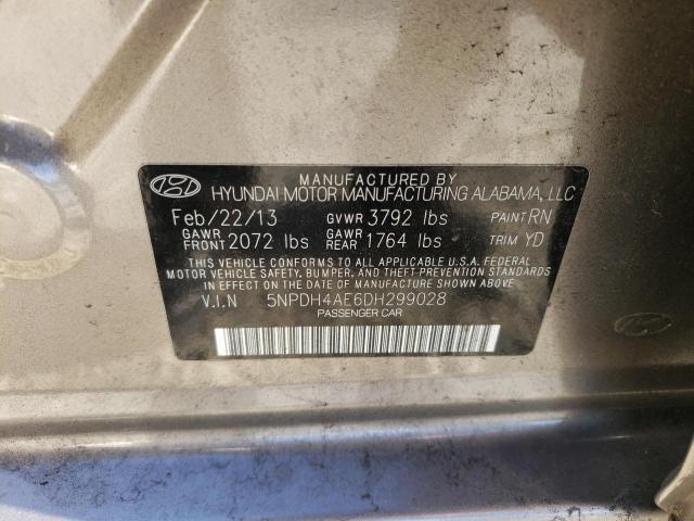 2013 Hyundai Elantra Gls VIN: 5NPDH4AE6DH299028 Lot: 44418634