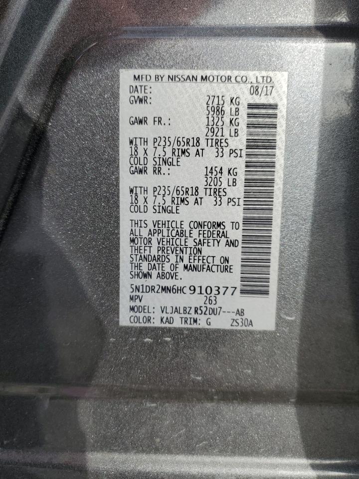 5N1DR2MN6HC910377 NISSAN PATHFINDER 2017