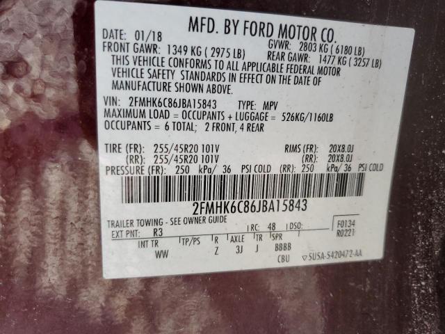 2018 FORD FLEX SEL - 2FMHK6C86JBA15843